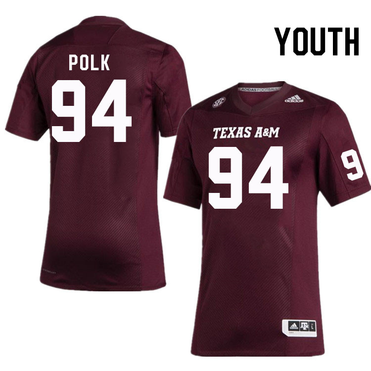 Youth #94 Cody Polk Texas A&M Aggies College Football Jerseys Stitched Sale-Maroon